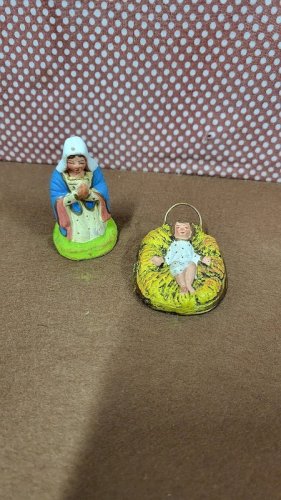 LOT DE 2 SANTONS POUR CRECHE EN TERRE CUITE N° 48