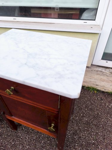 Lot de 2 table de chevet bois et marbre