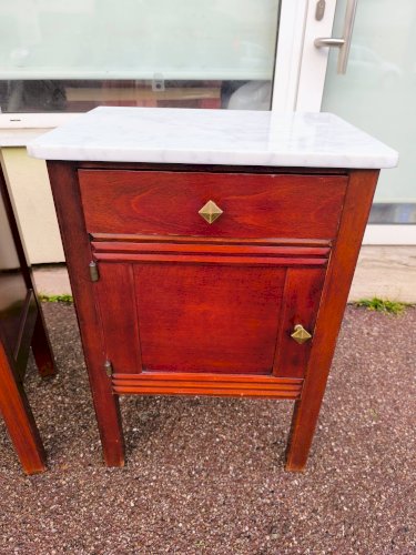 Lot de 2 table de chevet bois et marbre