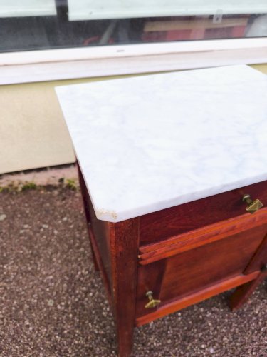 Lot de 2 table de chevet bois et marbre