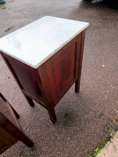 Lot de 2 table de chevet bois et marbre