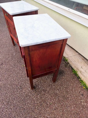 Lot de 2 table de chevet bois et marbre