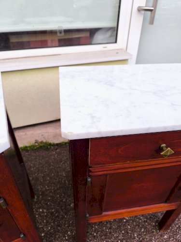 Lot de 2 table de chevet bois et marbre