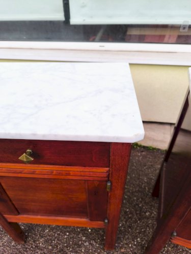 Lot de 2 table de chevet bois et marbre