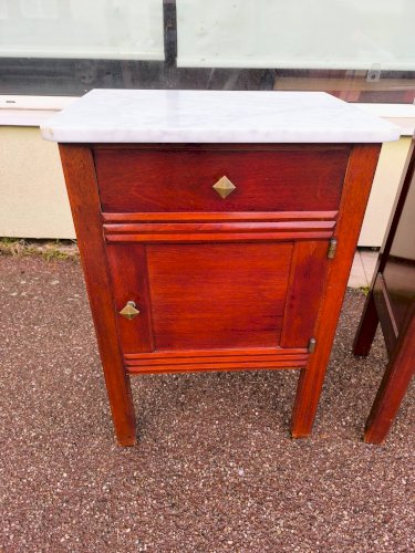 Lot de 2 table de chevet bois et marbre