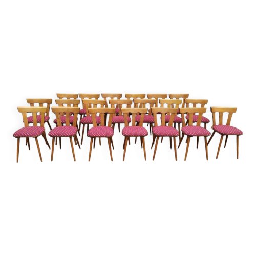 Lot de 20 chaises de bistrot bois avec coussin vintage année 7