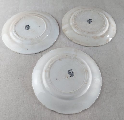 Lot de 3 anciennes assiettes en céramique, Napoléon, de Sarreguemines