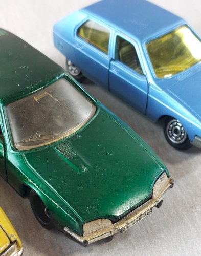 Lot de 3 anciennes voitures, Citroën GS, CX 2200, Visa, en métal, Norev Jet Car