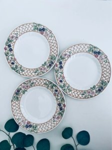 Set of 3 Dessert Plates Churchill England - Bramble Vintage Pattern