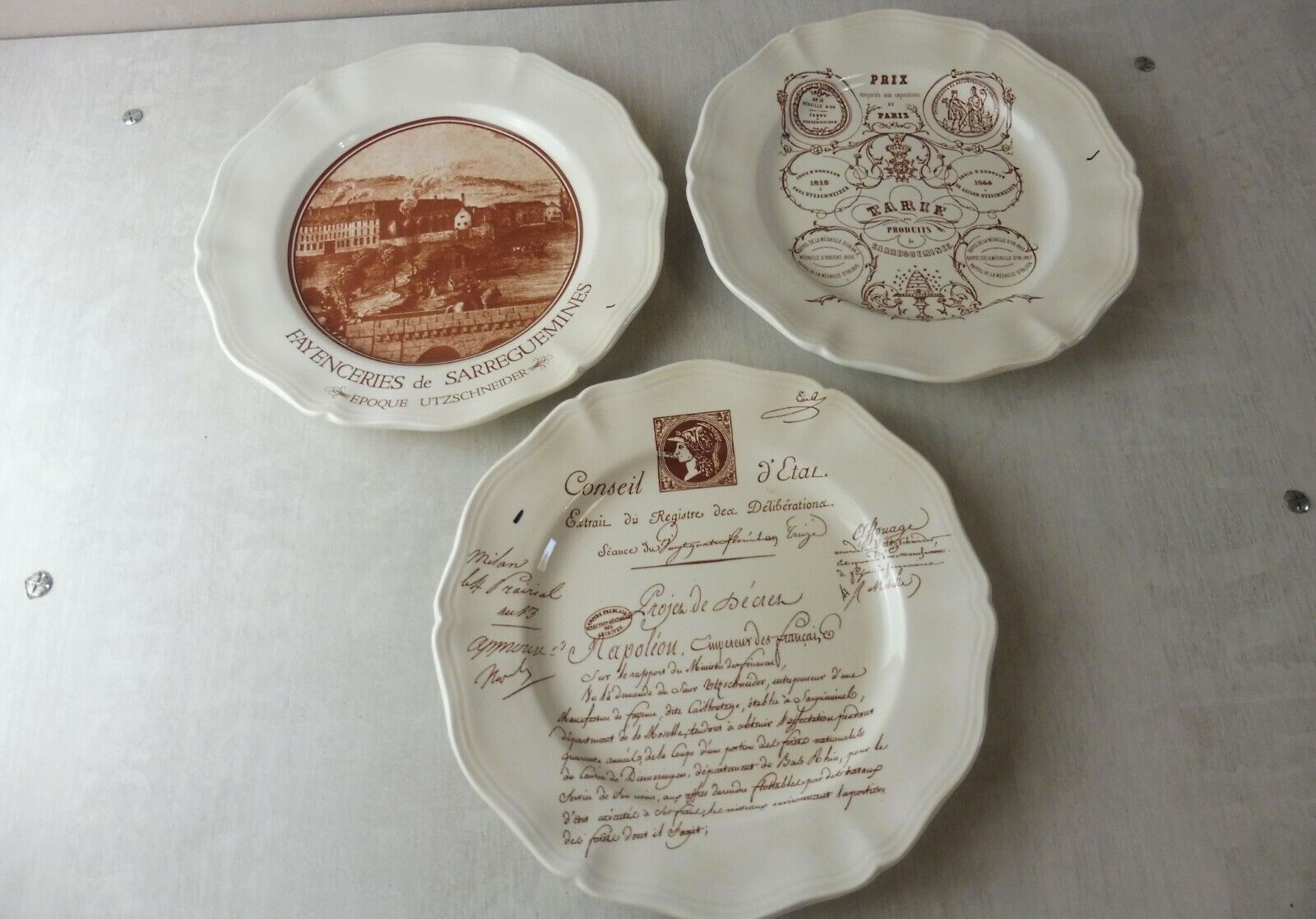 Lot de 6 assiettes à dessert vintage modèle Menton de Salins - France