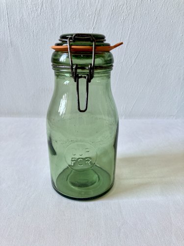 Lot de 3 bocaux de conserve en verre moulé, fermeture à étrier – La Lorraine, Durfor, Goulou