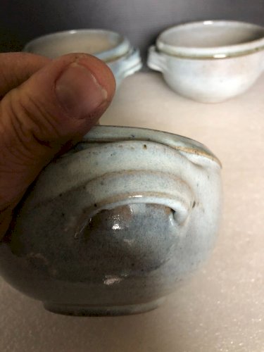 lot de 3 bols  grès bleuté déjeuner soupe Sarthe poterie Saint Hubert