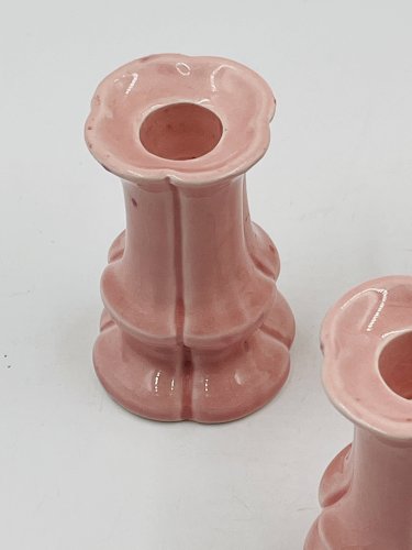 Lot de 3 bougeoirs en céramique rose