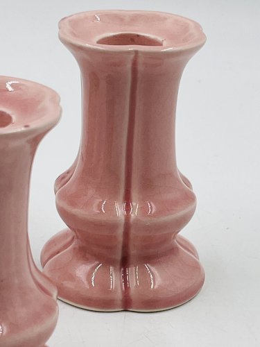 Lot de 3 bougeoirs en céramique rose