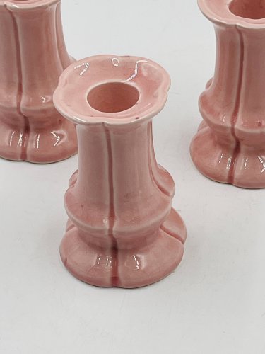 Lot de 3 bougeoirs en céramique rose