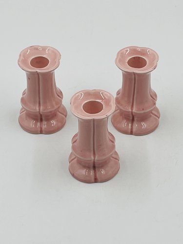 Lot de 3 bougeoirs en céramique rose