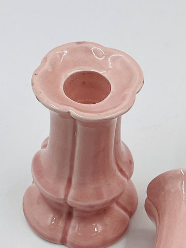 Lot de 3 bougeoirs en céramique rose