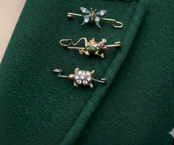 Set of 3 Vintage Brooches 1900 Unisex Collection Butterfly, Turtle, Frog