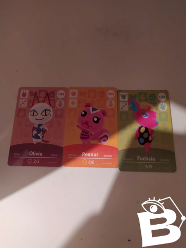 Lot de 3 cartes de collection animal crossing en.bon état