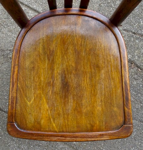 Lot de 3 chaises Baumann bistrot N° 188 de 1930 assise bois, no Thonet