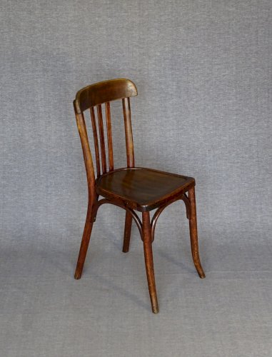 Lot de 3 chaises Baumann bistrot N° 188 de 1930 assise bois, no Thonet