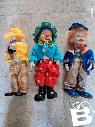 lot de 3 clown automate en bon etat