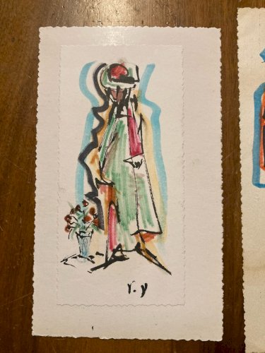 Lot De 3 s Peintures Papier Gouache Femme Cubiste Cubisme 1980 A Identifier