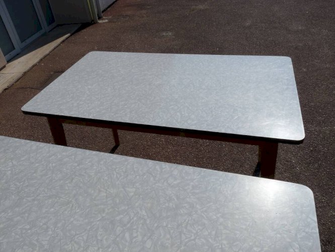 lot de 3 table en formica blanc et bois vintage