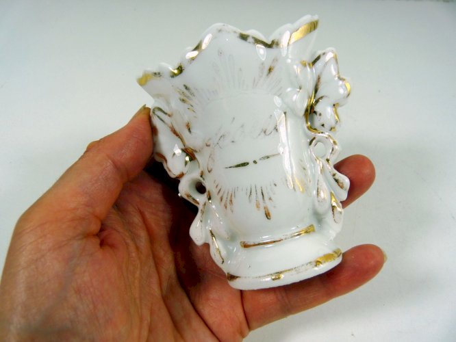Lot de 3 Vases de Mariée Porcelaine Paris XIX° Décor Fleurs & Or Fin Signés