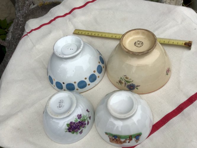 Lot de 4 ANCIEN BOL DÉCOR  cuisine vintage faïence