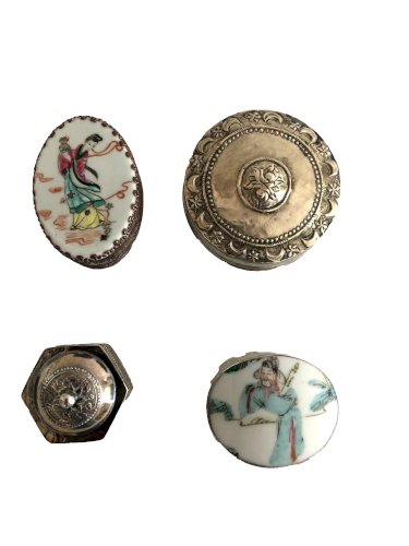 lot de 4 belles petites boites pilulier chinois  chinese vintage