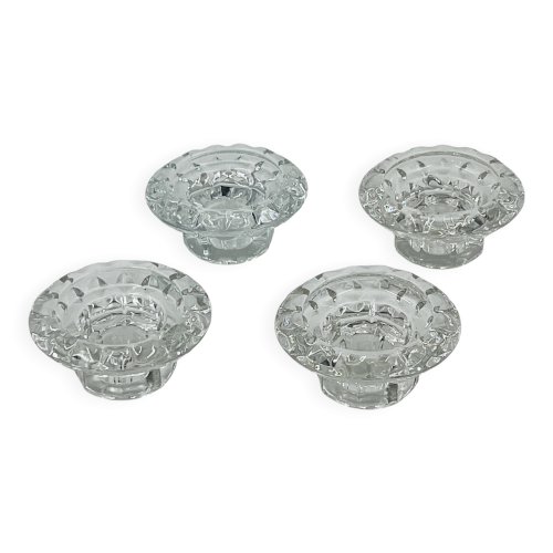 Lot de 4 Bougeoirs Cristal Ciselé Bolsius France 70s