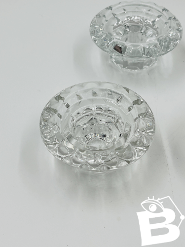 Lot de 4 Bougeoirs Cristal Ciselé Bolsius France 70s