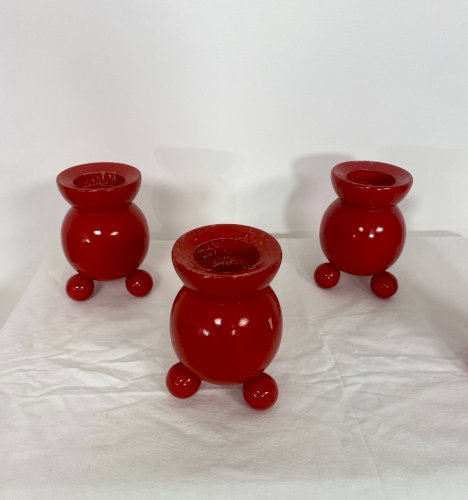 Lot de 4 bougeoirs suédois en bois – Années 50