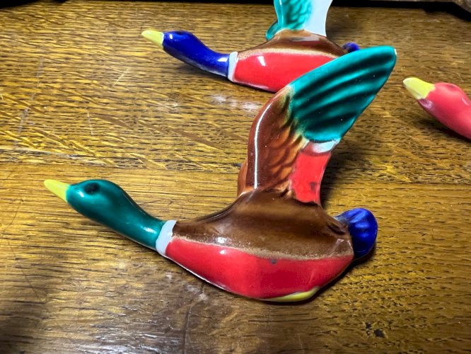 Lot de 4 canards muraux Ferla Vallauris – céramique vintage – années 50