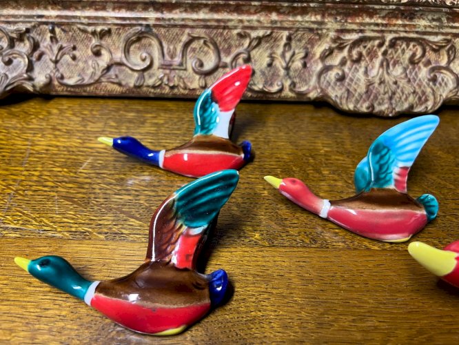 Lot de 4 canards muraux Ferla Vallauris – céramique vintage – années 50