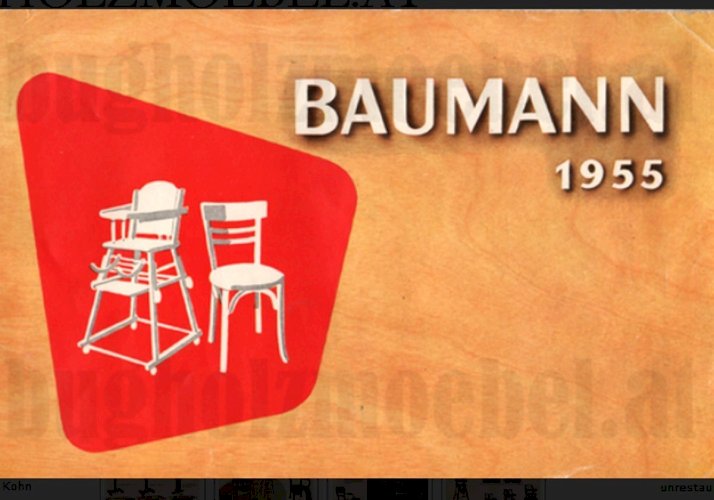 Lot de 4 chaises Baumann bistro cuisine bois et linoléum - 1955 - No Thonet