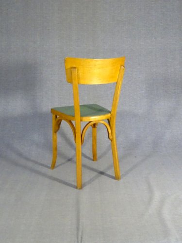 Lot de 4 chaises Baumann bistro cuisine bois et linoléum - 1955 - No Thonet