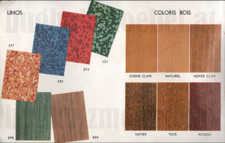 Lot de 4 chaises Baumann bistro cuisine bois et linoléum - 1955 - No Thonet