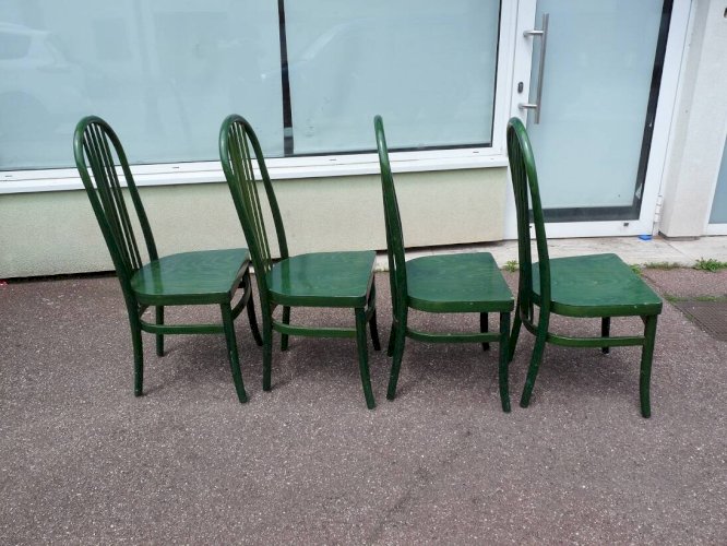 Lot de 4 chaises bistrot vintage Baumann Eden en bois vert