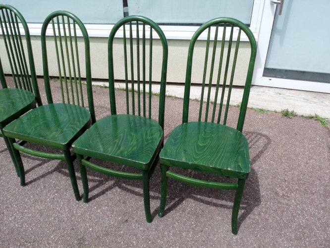 Lot de 4 chaises bistrot vintage Baumann Eden en bois vert