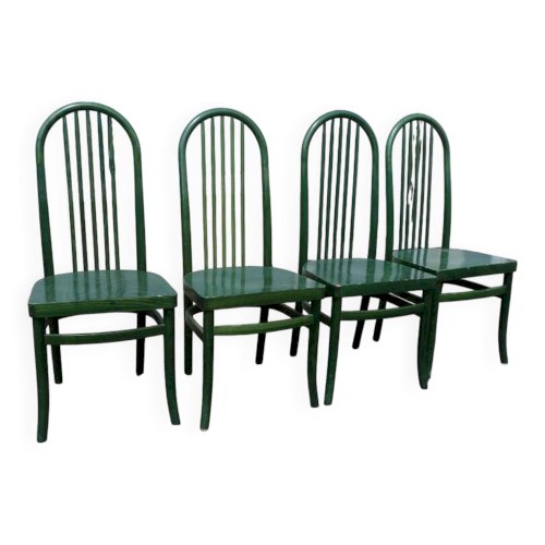 Lot de 4 chaises bistrot vintage Baumann Eden en bois vert