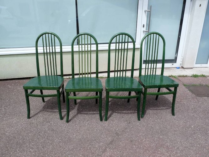 Lot de 4 chaises bistrot vintage Baumann Eden en bois vert