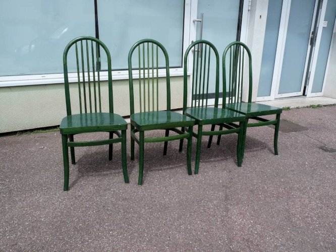 Lot de 4 chaises bistrot vintage Baumann Eden en bois vert
