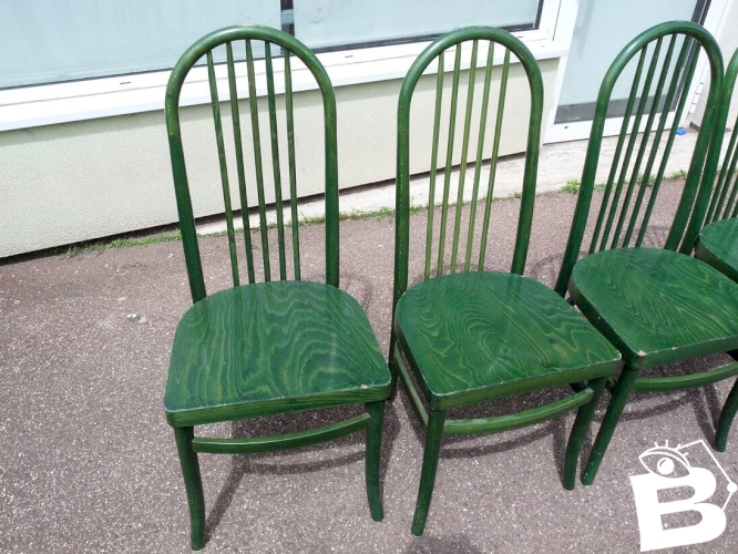 Lot de 4 chaises bistrot vintage Baumann Eden en bois vert