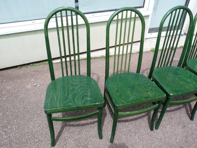Lot de 4 chaises bistrot vintage Baumann Eden en bois vert