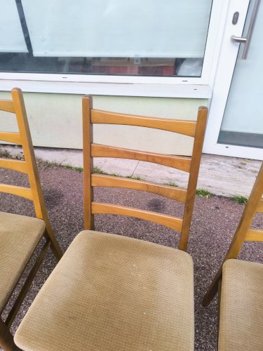 Lot de 4 chaises scandinave bois et tissu
