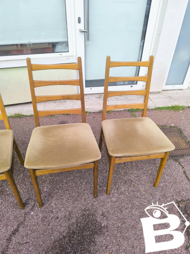 Lot de 4 chaises scandinave bois et tissu