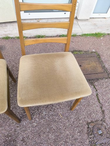 Lot de 4 chaises scandinave bois et tissu