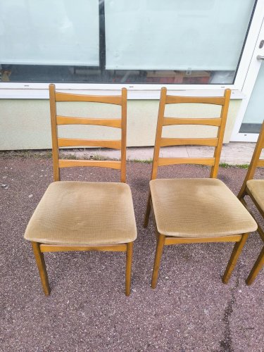 Lot de 4 chaises scandinave bois et tissu